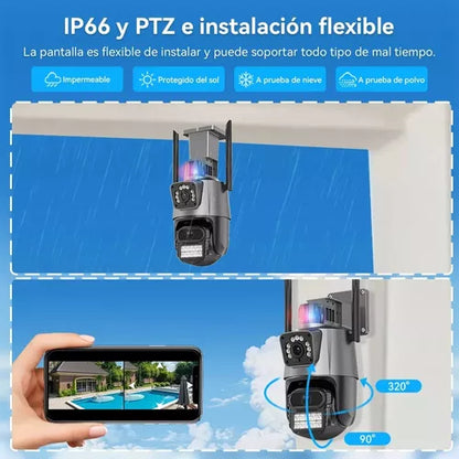 Cámara de Seguridad WiFi Doble Lente con Detección Humana y Seguimiento Automático