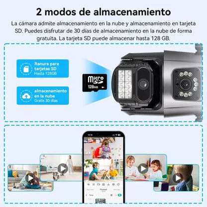 Cámara de Seguridad WiFi Doble Lente con Detección Humana y Seguimiento Automático